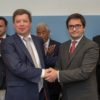 (front, left to right) Dr Marc Schiltz, Secretary General FNR; Prof Paulo Ferrão, President FCT; -- (back, left to right) Xavier Bettel, Prime Minister of Luxembourg; António Costa, Prime Minister of Portugal.
© SIP / Emmanuel Claude, all rights reserved