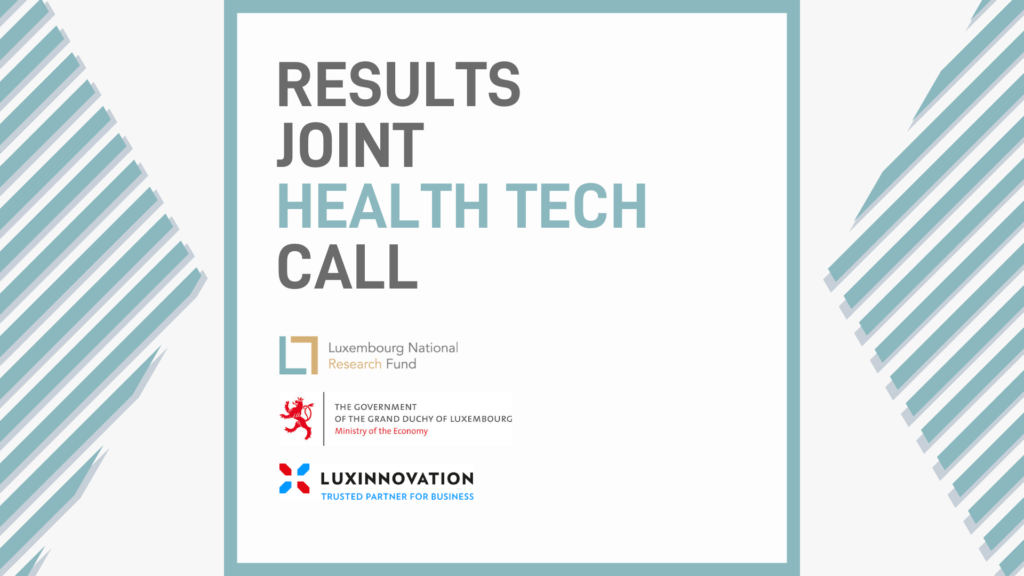 Four of eight projects submitted have been retained for funding following the first Joint Call for HealthTech projects launched in April 2021. The overall contribution of the FNR is 2.8 MEUR and that of the Ministry of the Economy 1.75 MEUR. The remaining costs are covered by the companies' or research organisations' own funds.